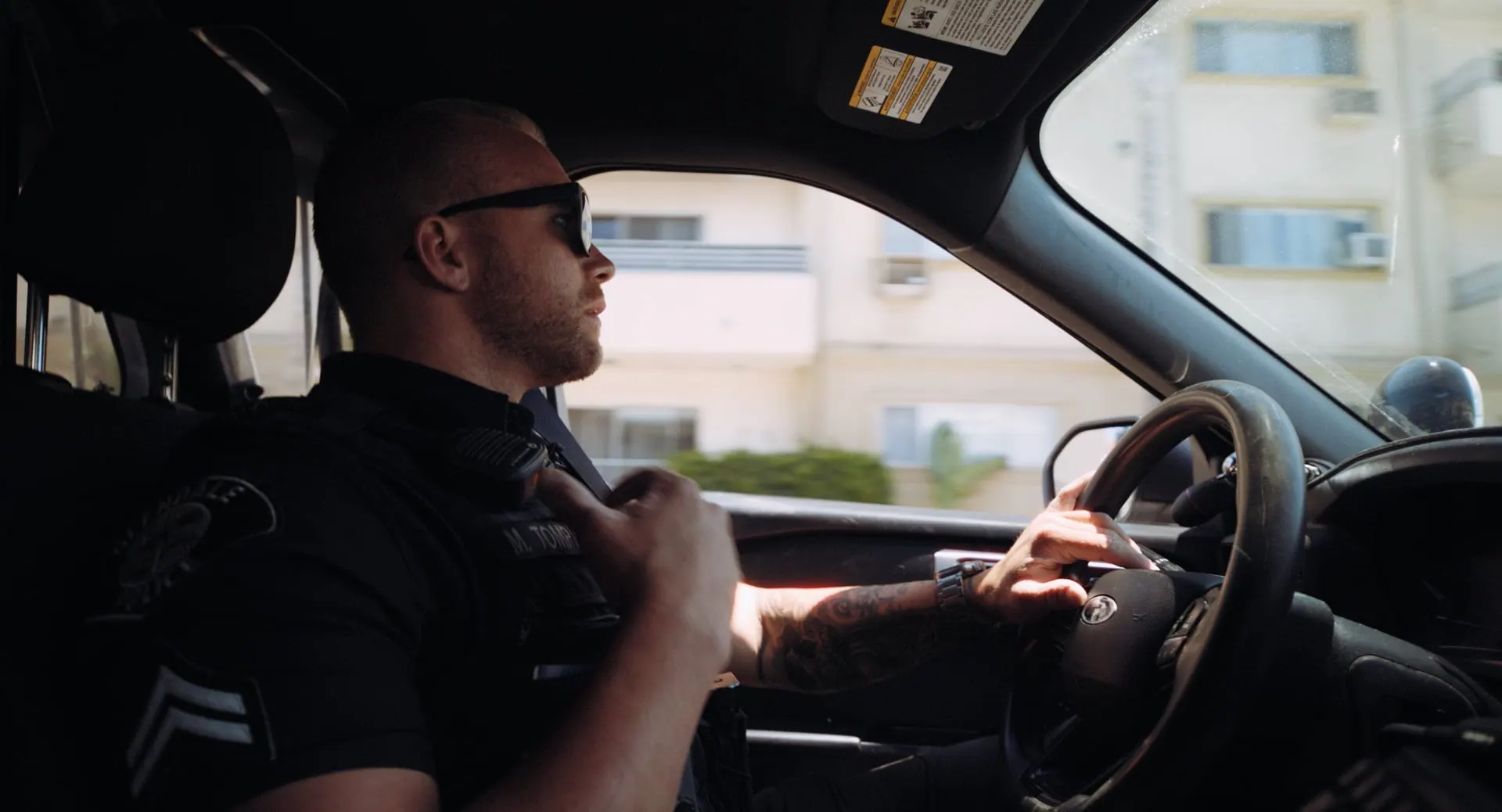 Officer driving, from the Peregrine film